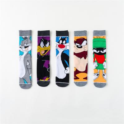 China New Arrival Antibacterial Mens Cartoon Tube Socks Colorful Animal Print Cotton Crew Socks Sports Socks for sale