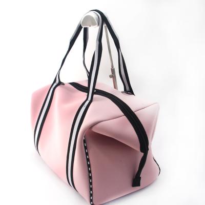 China Fashion Custom Design Pink Gray Neoprene Picnic Gym Travel Bag Women's Duffle Gray Neoprene Outer Packing Bag With Large Capacity for sale