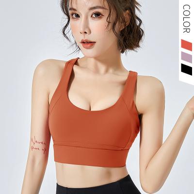 China New Running Fitness Tops Women Customized Breathable Cross Back Sports Bra Yoga Clothes High Strength Shockproof Underwear for sale