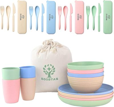 China Disposable Hot Selling Custom Made Wheat Straw Tableware Cups Roll Dishes Wheat Straw Tableware Set for sale