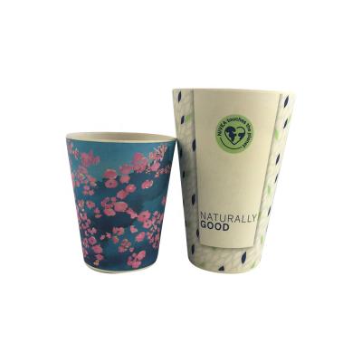 China Sustainable Set FO 2 Sizes Custom Design Printing Reusable Bamboo Fiber Bamboo Fiber Coffee Cup for sale