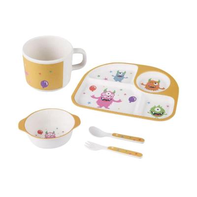 China Zen 5 PCs Custom Asian Set Make Your Own Design Printing Bamboo Fiber Tableware Baby Set for sale