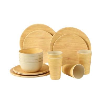 China Sustainable 2021 New Design Tableware Set 100% Biodegradable Bamboo Fiber Tableware for sale