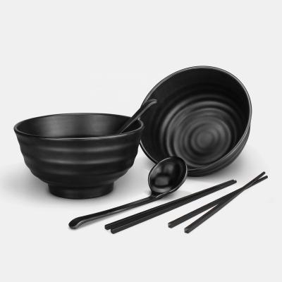 China 2021Viable Japanese Rolls Wholesale Goods 3pcs Japanese Restaurant Melamine Spoon Melamine Noodle Chopstick Ramen Bowl Set for sale