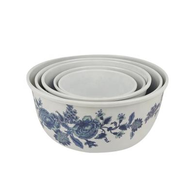 China Disposable Luxury Melamine Dinnerware Set Disposable Blue White Blue Unbreakable Dinnerware Sets Wholesale for sale