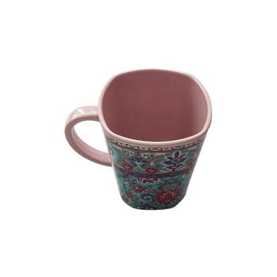 China 2021 Viable New Design 360ml Print Customized Tea Cups Melamine Mug With Handle Tableware China for sale