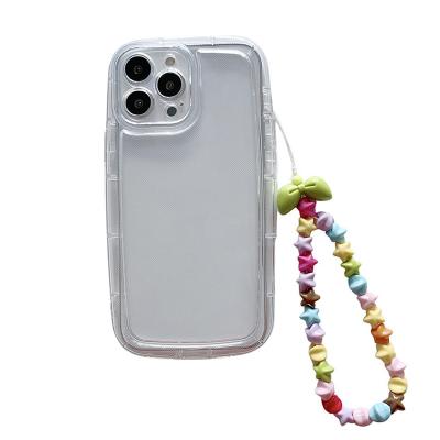 China Luxury Clear Shockproof Shockproof TPU Airbag Wrist Band Strap Phone Case For iPhone 14 13 12 11 pro Max Shockproof Cover for sale