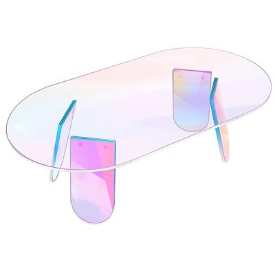 China High End Custom Acrylic Coffee Table End Table Color Round Iridescent Acrylic Side Table for Living Room Office Reception Home Wholesale for sale