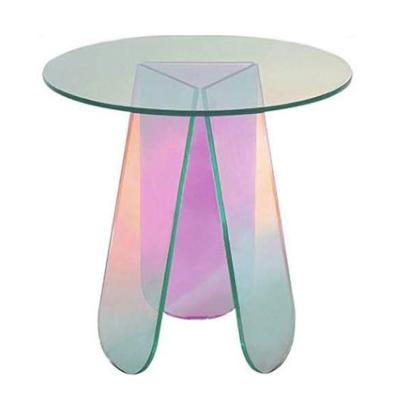 China Modern Factory Accent Table Rainbow End Table Color Round Custom Acrylic Clear Coffee Table Side Table For Home Office for sale