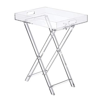 China Morden modern transparent acrylic folding table side square table top table top acrylic table can be customized for sale