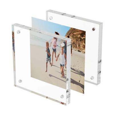 China Custom Modern Luxury Double Sided Acrylic Picture Frame Perxiglas Phase Acrylic Magnetic Frame Can Stand for sale