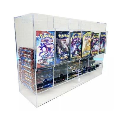 China Custom Acrylic High End 6 Slots Trading Card Booster Pack Dispenser Base Acrylic Display Stand For Pokemon ETB TCG MTG Card Booster Packs for sale