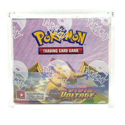 China Custom Clear Acrylic Display Case For Pokemon Booster Box ETB Elite Trainer Box With Magnetic Top Closing Lid Protection UV Size Customzied for sale