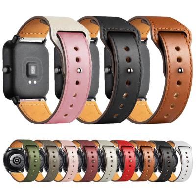 China Adjustable Leather Band 20mm/22mm for Amazfit Stratos GTS/2/2e/GTS2 Mini/GTR 3/Pro 47mm 2/3 Sport Watch Band for Samsung Watch Strap for sale