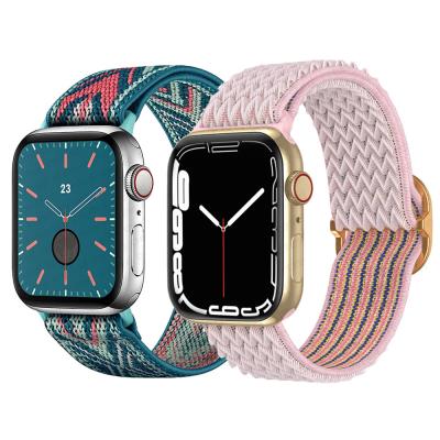 China Unique Hot Custom Nylon Strap For Apple Watch Band 7 41mm 45mm 38mm 40mm 42mm 44mm For iWatch Series 6 5 4 3 2 1 Elastic Bands Loop for sale