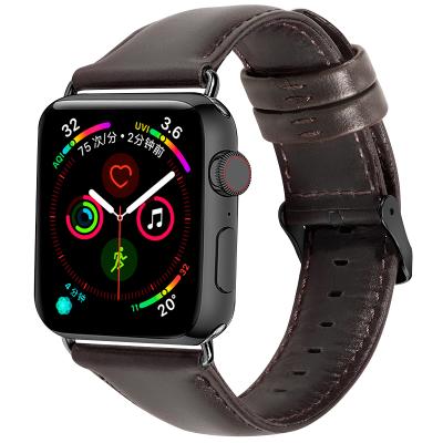 China Genuine Leather Leather Strap For Apple Watch Band Apple Watch 5 4 44mm 40mm iwatch Band 3 Correct 2 1 42mm 38mm Strap Watch Band for sale