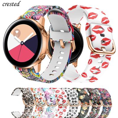 China 20mm Rubber Watchband For Samsung Galaxy Watch 4 Speed ​​S2/Sport Band Printed Silicone Strap Amazfit Beep Active2 42mm for sale