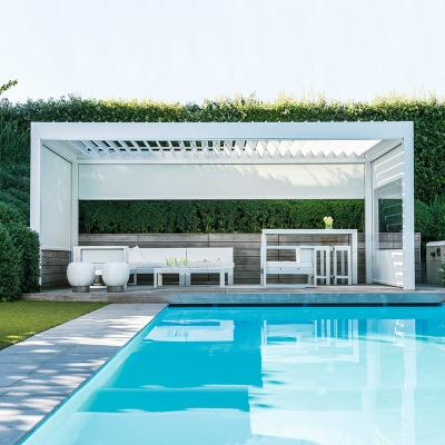 China Easily Assembled Custom Modern Heavy Duty Auto Weatherproof Aluminum Bioclimatic Louvered Roof Pergola Outdoor For Parking Lot, Pool, Deck for sale