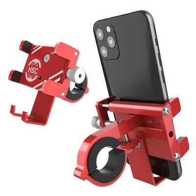 China Aluminum Alloy Adjustable Universal Bike Phone Holder Security Riding Motorcycle Cradle Mobile Phone Anti-theft Mount For Handlebar for sale