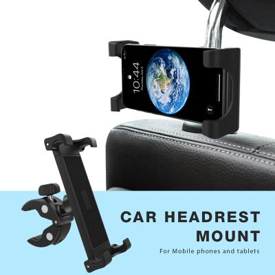 China Silicone Protective Strong Angle Clamp Headrest Mount Adjustable Car Headrest Mount Tablet Holder Car for sale