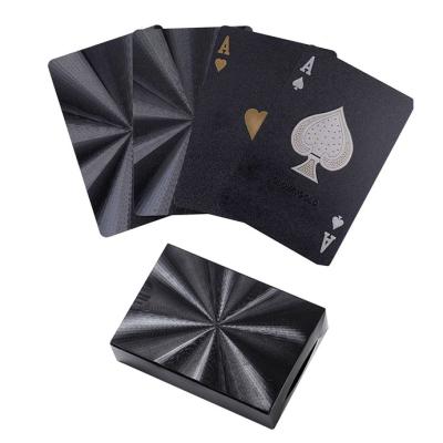 China Entertaiment Game Cards Gold Printing Black Poker Cards Waterproof Diamond Black Foil Playing Cards With Silver Color Printing for sale