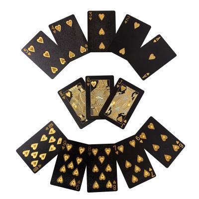 China Whosale Creative Waterproof Gold Foil Poker Entertaiment Game Cards Low Pirice Black Gold Playing Poker Cards for sale