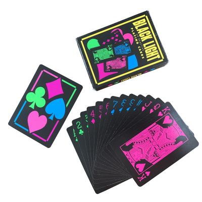 China Bar Decoration Factory Price New Design Black Light Paper High Quality Poker Playing Cards For Party Game for sale