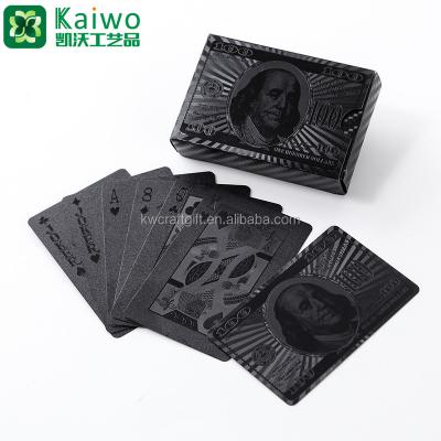 China GIFT $100 US Dollar Playing Black Plastic Playing Cards for sale