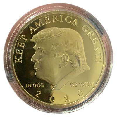 China High Quality USA For USA Custom Antique Gold Plating Enamel Metal Souvenir Silver Plated Trump Coins for sale