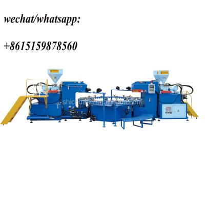 China SHOE FACTORY Rotary PVC Shoes Slipper Soles Air Blowing Injection Mold Machine for sale