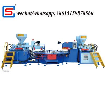 China AUTOMATIC HORIZONTAL ROTARY THREE Bottle TYPE COLORS PVC BELT PLASTIC INJECTION MOLDING MACHINE for sale