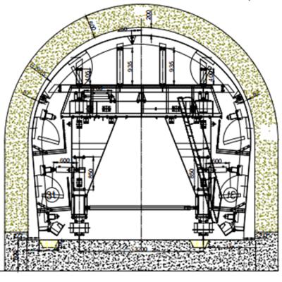 China Industrial Hydraulic Steel Tunnel Formwork NATM Underground Working Machine For Mining Method Tunnel Lining Mold for sale