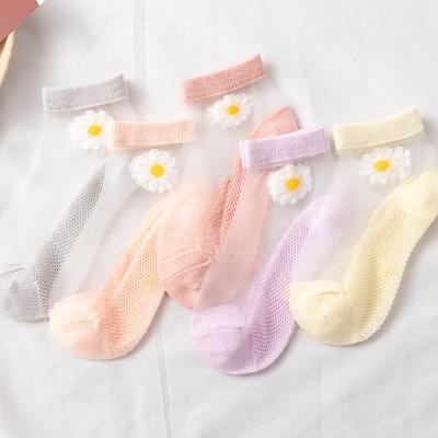 China Viable Summer Bangs Girls Kids Baby Kids Fashion Cute Funny Flower Net Mesh Daisy Flower Floral Socks Transparent See Through for sale