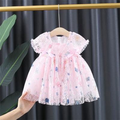 China 2021 New Summer New Born Baby Girl Dress Viable Interesting Lace Puff Sleeve Dresses For Babies Party Lace Dress for sale