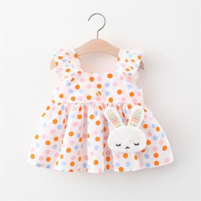 China Breathable Baby Dresses Peach Square Heart Stitch Polk Cotton Summer Collar Newborn Toddler Girl Soft Infant Kids Clothing Outfit for sale