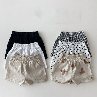 China Viable Baby Pants Shorts PP Backs Korean Black Beige Lattice Pure Cotton Plaid Toddler Kids Pants Infant Clothing For Summer Fashion for sale