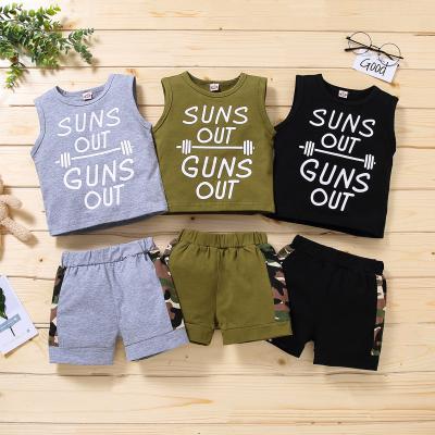 China Kids Casual Boy's Clothing Sets SUNSHIRTS OUT GUNS OUT Top Vest Camouflage Shorts Breeches Patchwork Sleeveless Kids Clothing Sumemr+ for sale