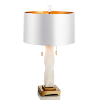 China Home Lights MD85964 Meerosee Jade Marble Decor Bed Lamp Night Lights Marble Dinner Table Lamps Hotel Lighting Modern White String Switch for sale