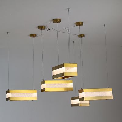 China MEEROSEE Modern Rectangular Led Linear Light Fixtures In China Gold Light / Chrome Kitchen Pendant Modern Glass Shades MD87136 for sale