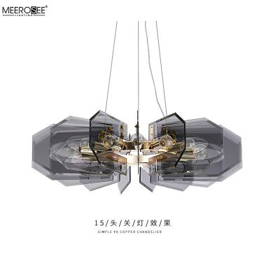 China Decorative Lights Moderns MD86893 by Meerosee Smoke Glass Pendant Light Modern Gray Hanging Lighting Tempered Art for sale