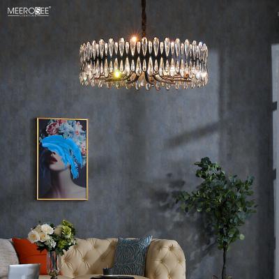 China American Chandeliers and Pendant Lights MD86890 Modern Iron Style Meerosee K9 Crystal Light Fixtures Black Circular for sale