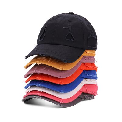 China Sun-proof CIS style casual new baseball JOINT worn washed men's retro hat do the old peaked hat torn for sale