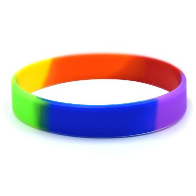 China Custom Silicone Wristband Silicone Bracelet Men Women Girlfriend Rainbow Color Lovers Couples Multicolor Wrist Strap Logo Rubber Seal for sale