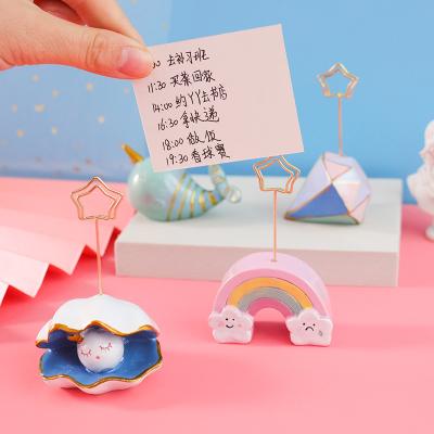 China Metal Photo Clip Note Cut Creative Cute Business Card Holder Clip Message Cloud Cartoon Desktop Decoration for sale