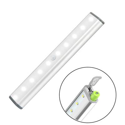 China Wall Mounted Wireless LED Under Cabinet Light Battery PIR Motion Sensor Lamp 10 LED Lighting for Wardrobe Closet Night Light for sale