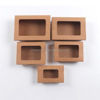 China Recycled Materials Thickened Waterproof And Oil-proof Disposable Rectangular Kraft Paper Salad Bowl Large Capacity Lunch Snack Sushi Steak Food Box for sale