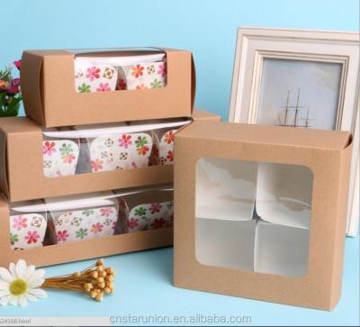 China Recycled White Brown Paper Packaging Muffin Pastry Containers Cupcake Box Packaging Materials 2-12 Cup Cake Boxes for sale