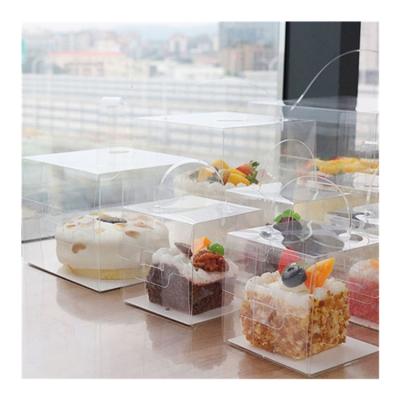 China Disposable plastic transparent cake decoration cube food pet cube clear PVC packaging box packaging plastic boxes for sale