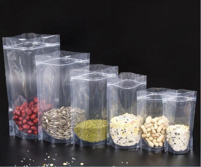 China Wholesale BIODEGRADABLE Clear Stand Up Pouch Zipper Top Lock Plastic Tea Sugar Candy Nut Food Feed Grain Packaging Self Seal Bag for sale