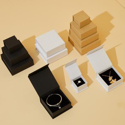 China Recycled Materials Wholesale Custom Clamshell Square Logo Many Sizes Folding Earring Bracelet Jewelry Box Packaging for sale